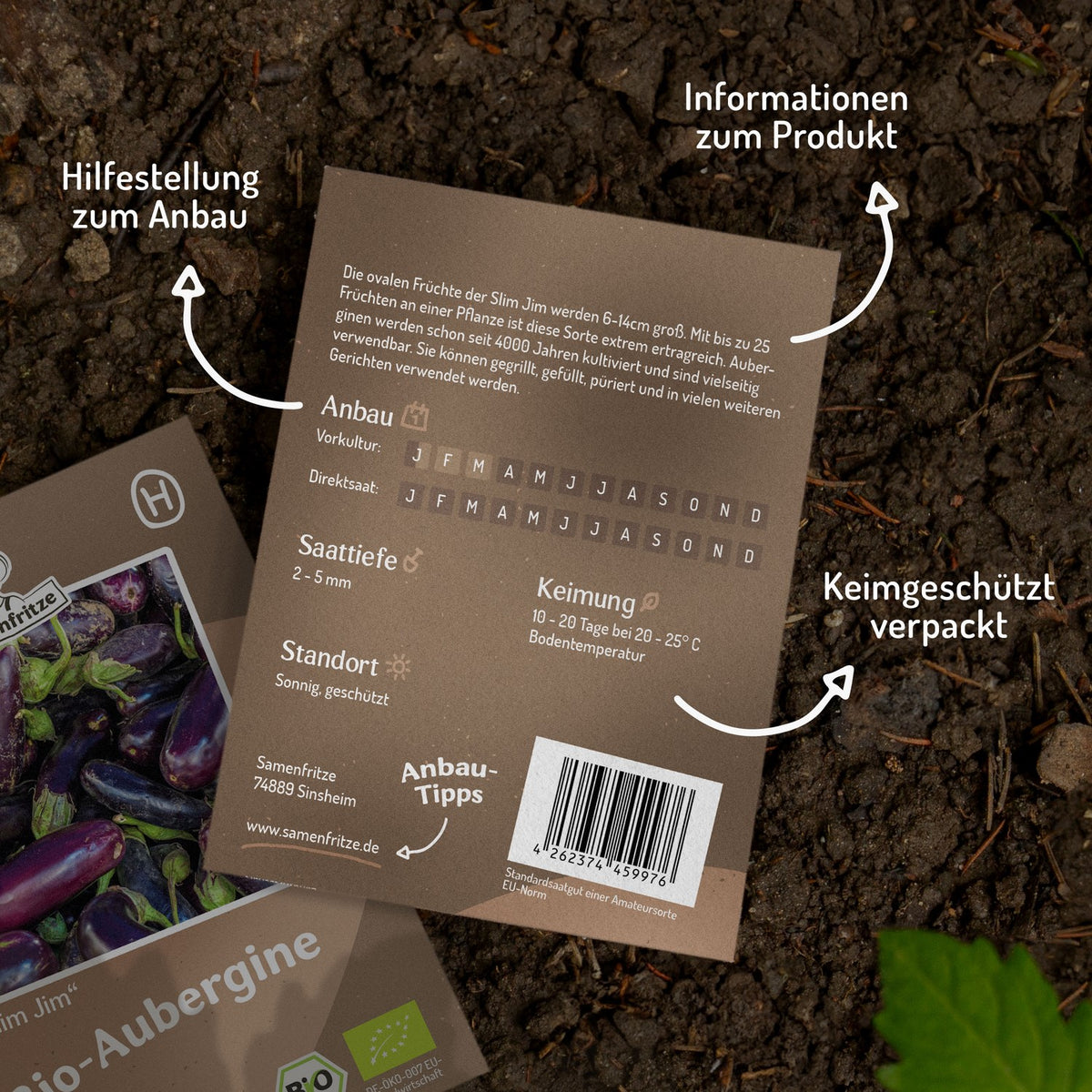 Bio-Aubergine Slim Jim Samen