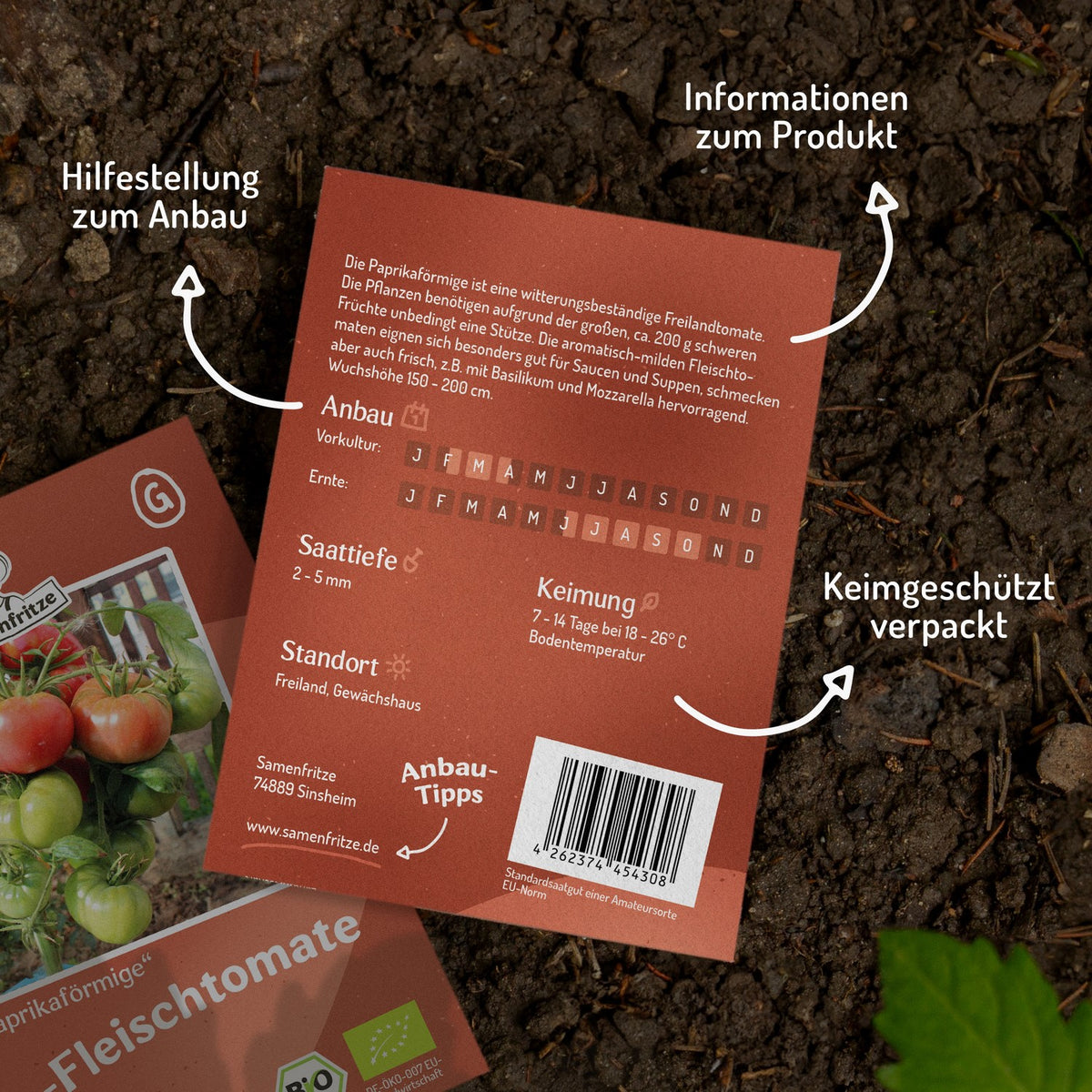 Paprikaförmige Bio-Tomatensamen