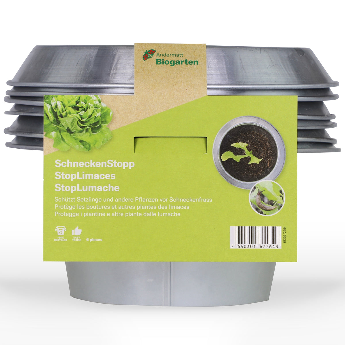 SchneckenStopp aus Stahlblech galvanisiert 6er