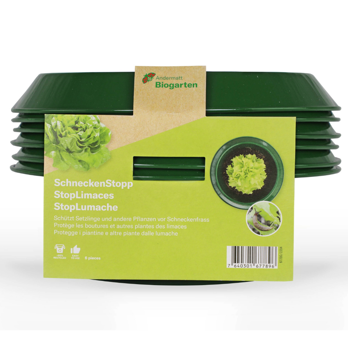 SchneckenStopp aus Stahlblech grün 6er